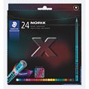 Staedtler Buntstift Norix, Minenstärke B, ergonomisch, bruchfest, Holz, farbsortiertes 24er-Set