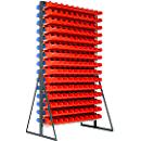 Ständerregal, 2-seitig bestückbar, 30 Reihen, inkl. 150 Sichtlagerkästen SSI Schäfer Serie PROFI LF 211 blau & 150 Sichtlagerkästen PROFI LF 211 rot, B 1145 x T 800 x H 1950 mm, anthrazitgrau RAL 7016