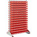 Ständerregal zweiseitig, B 1130 x T 700 x H 1885 mm, 300 x 0,7 l, rot