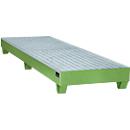 Stahl-Auffangwanne mit Gitterrost, 2400 x 800 mm, grün RAL 6011