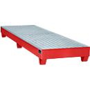 Stahl-Auffangwanne mit Gitterrost, 2400 x 800 mm, rot RAL 3000