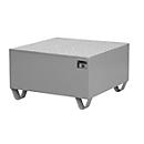 Stahl-Auffangwanne mit Gitterrost, 800 x 800 mm, grau RAL 7005