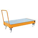 Stahl-Auffangwanne mit Rollen + Griff, 1800 x 800 mm, orange RAL 2000
