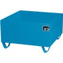 Stahl-Auffangwanne ohne Gitterrost, 800 x 800 mm, blau RAL 5012