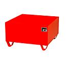 Stahl-Auffangwanne ohne Gitterrost, 800 x 800 mm, rot RAL 3000