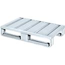 Stahlflachpalette, bis 1500 kg, geschlossenes Oberdeck, 2 Stahlkufen, L 800 x B 500 x H 130 mm, Stahl, verzinkt