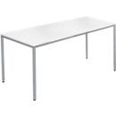 Stahlrohrtisch, rechteckig, Vierkantrohrfuß, B 1400 x T 800 null x H 720 mm, weiß/weißaluminium