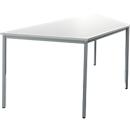 Stahlrohrtisch, trapezförmig, Vierkantrohrfuß, B 1600 x T 690 null x H 720 mm, weiß/weißaluminium