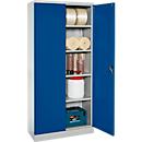 Stahlschrank, B 916 x T 422 x H 1950 mm, lichtgrau RAL 7035/enzianblau RAL 5010