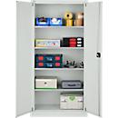 Stahlschrank mit Flügeltüren – abschließbar – inkl. 4 verzinkten Fachböden – B 950 x T 400 x H 1935 mm – Lichtgrau RAL 7035/Enzianblau RAL 5010 – unsere Marke Schäfer Shop Pure