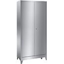 Stainless steel hinged door cupboard, 2 doors, with 4 legs, W 1000 x D 500 x H 2000 mm