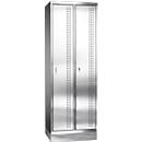 Stainless steel socket with plinth, 2 compartments, W 300 mm