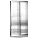 Stainless steel socket with plinth, 2 compartments, W 400 mm