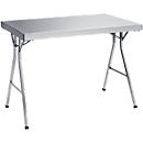 Stainless steel workbench with folding frame, 1200x700x850 mm