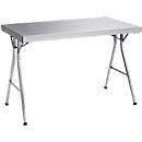 Stainless steel workbench with folding frame, 1400x700x850 mm