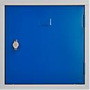 Stalen kubuskast, afsluitbaar, 380 mm, corpus grijs en deur gentiaanblauw RAL 5010