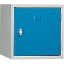 Stalen kubuskast, afsluitbaar, 380 mm, corpus grijs en deur lichtblauw RAL 5012