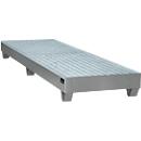 Stalen lekbak met rooster, 2400 x 800 mm, grijs RAL 7005