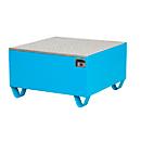 Stalen lekbak met rooster, 800 x 800 mm, blauw RAL 5012
