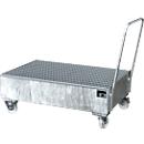 Stalen lekbak met wielen + greep, 1200 x 800 mm, gegalvaniseerd