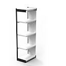 Stalen rek PROGRESS 2000, open hoekkast bouwdeel, achterwand, H 1900 x B 400 + D 400 mm, zilveren frame