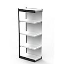 Stalen rek PROGRESS 2000, open hoekkast bouwdeel, achterwand, H 1900 x B 400 + D 400 mm, zwart frame