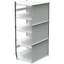 Stalen rek PROGRESS 2000, open hoekkast bouwdeel, achterwand, H 1900 x B 400 + D 600 mm, zwart frame