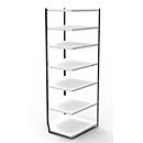 Stalen rek PROGRESS 2000, open hoekkast bouwdeel, zonder achterwand, H 2600 x B 400 + D 300 mm, zwart frame