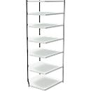 Stalen rek PROGRESS 2000, open hoekkast bouwdeel, zonder achterwand, H 2600 x B 400 + D 600 mm, zwart frame