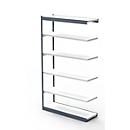 Stalen rek PROGRESS 2000, stellingsectie, zonder achterwand, H 2250 x B 1000 x D 400 mm, zilveren frame