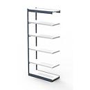 Stalen rek PROGRESS 2000, stellingsectie, zonder achterwand, H 2250 x B 750 x D 400 mm, zilveren frame