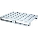 Stalen vlakke pallet, Euromaat, tot 1500 kg, gesloten bovendek, 2 stalen rails, L 1200 x B 800 x H 130 mm, staal, gegalvaniseerd