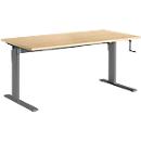 Standaard bureau, rechthoekig, handmatig in hoogte verstelbaar met slinger, C-poot, B 1600 x D 800 x H 728-1188 mm, ahorn decor/antraciet
