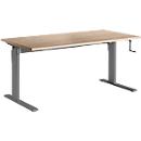Standaard bureau, rechthoekig, handmatig in hoogte verstelbaar met slinger, C-poot, B 1600 x D 800 x H 728-1188 mm, eiken decor/antraciet