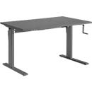 Standaard bureau, rechthoekig, handmatig in hoogte verstelbaar met slinger, C-voet, B 1200 x D 800 x H 728-1188 mm, grafiet/antraciet