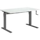 Standaard bureau, rechthoekig, handmatig in hoogte verstelbaar met slinger, C-voet, B 1200 x D 800 x H 728-1188 mm, lichtgrijs/antraciet