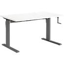 Standaard bureau, rechthoekig, handmatig in hoogte verstelbaar met slinger, C-voet, B 1200 x D 800 x H 728-1188 mm, wit/antraciet