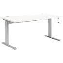 Standaard bureau, rechthoekig, handmatig in hoogte verstelbaar met slinger, C-voet, B 1200 x D 800 x H 728-1188 mm, wit/blank aluminium