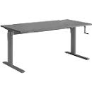 Standaard bureau, rechthoekig, handmatig in hoogte verstelbaar met slinger, C-voet, B 1600 x D 800 x H 728-1188 mm, grafiet/antraciet