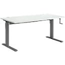 Standaard bureau, rechthoekig, handmatig in hoogte verstelbaar met slinger, C-voet, B 1600 x D 800 x H 728-1188 mm, lichtgrijs/antraciet