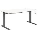 Standaard bureau, rechthoekig, handmatig in hoogte verstelbaar met slinger, C-voet, B 1600 x D 800 x H 728-1188 mm, wit/antraciet