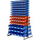 Standaardrek, aan twee zijden te vullen, 13 rijen, incl. 100 x doorzichtige opbergbakken LF 211/56 x LF 221/30 x LF 321, B 1145 x D 800 x H 1950 mm, staal, antracietgrijs RAL 7016
