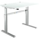 Standard desk, electrically height-adjustable, rectangular, C-foot, W 1200 x D 800 x H 725-1185 mm, light gray/white aluminum RAL 9006 
