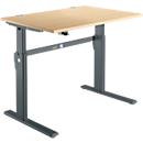 Standard desk, electrically height-adjustable, rectangular, C-foot, W 1200 x D 800 x H 725-1185 mm, maple/anthracite