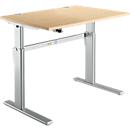 Standard desk, electrically height-adjustable, rectangular, C-foot, W 1200 x D 800 x H 725-1185 mm, maple/white aluminum RAL 9006