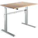 Standard desk, electrically height-adjustable, rectangular, C-foot, W 1200 x D 800 x H 725-1185 mm, oak/white aluminum RAL 9006