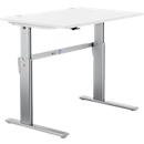 Standard desk, electrically height-adjustable, rectangular, C-foot, W 1200 x D 800 x H 725-1185 mm, white/white aluminum RAL 9006