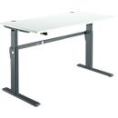 Standard desk, electrically height-adjustable, rectangular, C-foot, W 1600 x D 800 x H 725-1185 mm, light gray/anthracite