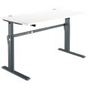 Standard desk, electrically height-adjustable, rectangular, C-foot, W 1600 x D 800 x H 725-1185 mm, white/anthracite