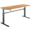 Standard desk, electrically height-adjustable, rectangular, C-foot, W 1800 x D 800 x H 725-1185 mm, beech decor/anthracite